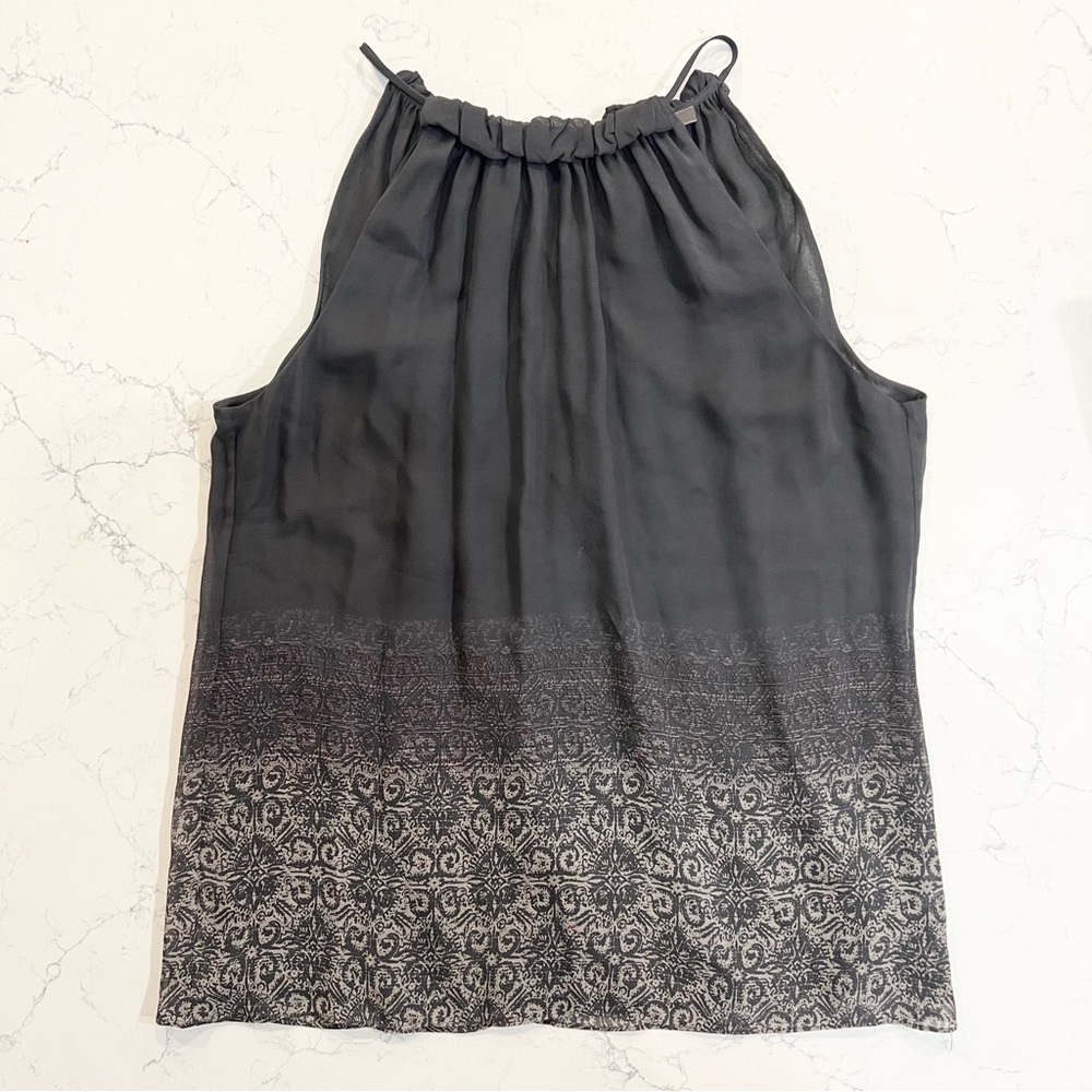 Vince 100% Silk Grey Patterned Blouse Tank
